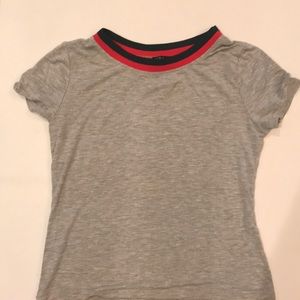 Grey tee with striped collar